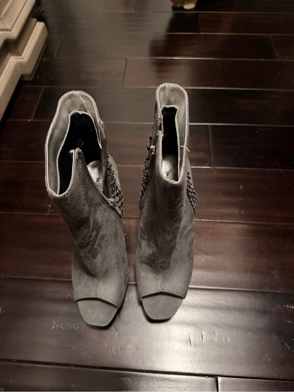 Women's Peep-Toe Ankle Booties in Gray